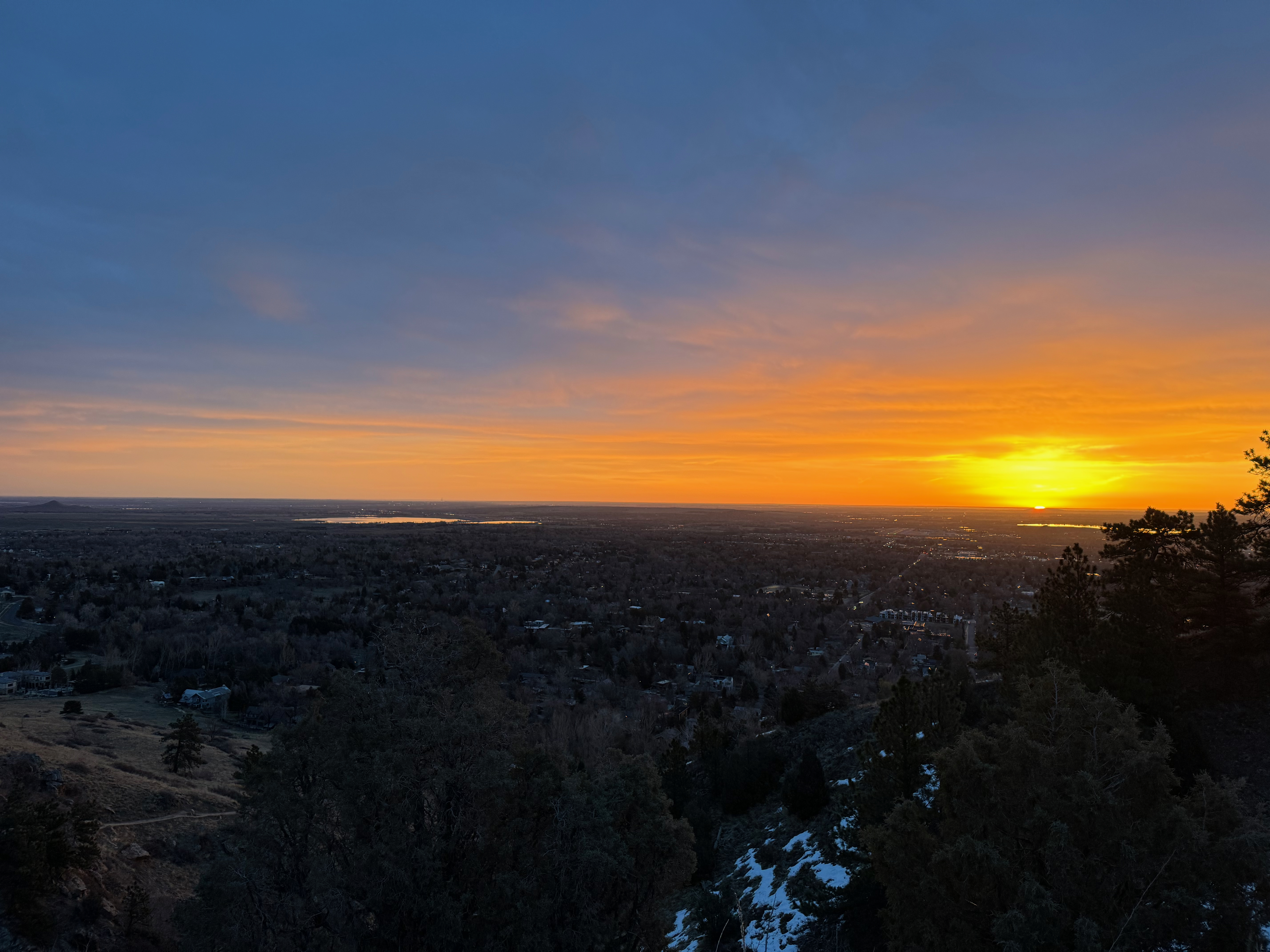 Sunrise over Boulder from Dakota Ridge. Taken March 2024