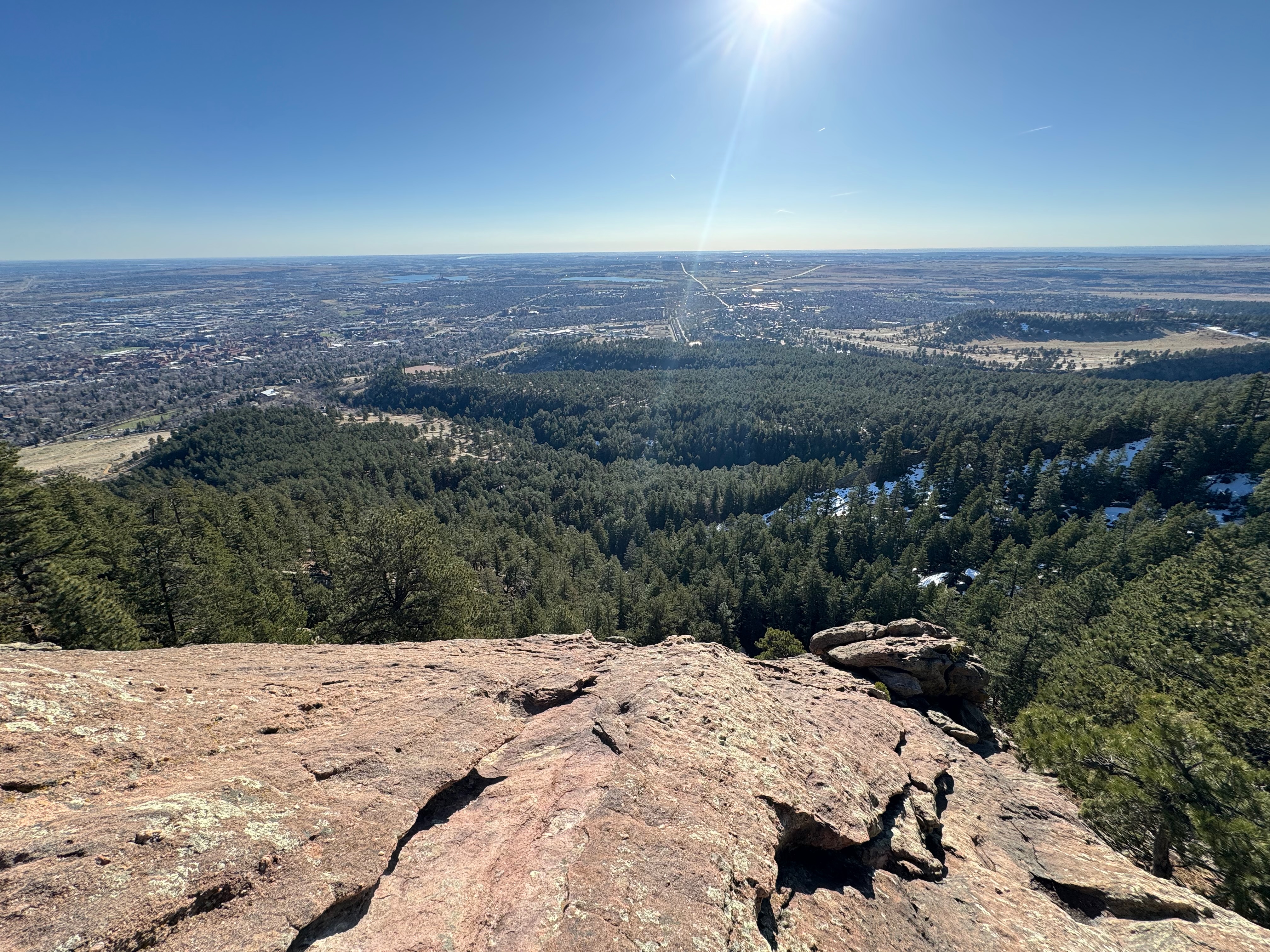 Overlooking Boulder midway up the Second Flatiron. Taken April 2024